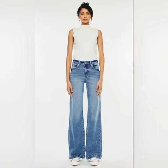 KanCan HIGH RISE WIDE LEG FLARE JEANS - Picture 3 of 7